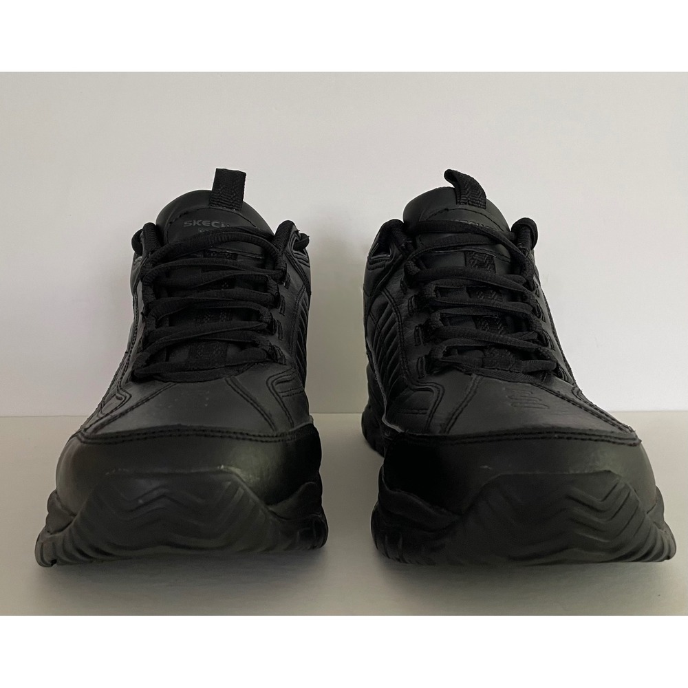 Skechers Work Mens Soft Slide Galley Slip Resistant Black Leather Shoes Career 8 - Picture 4 of 9
